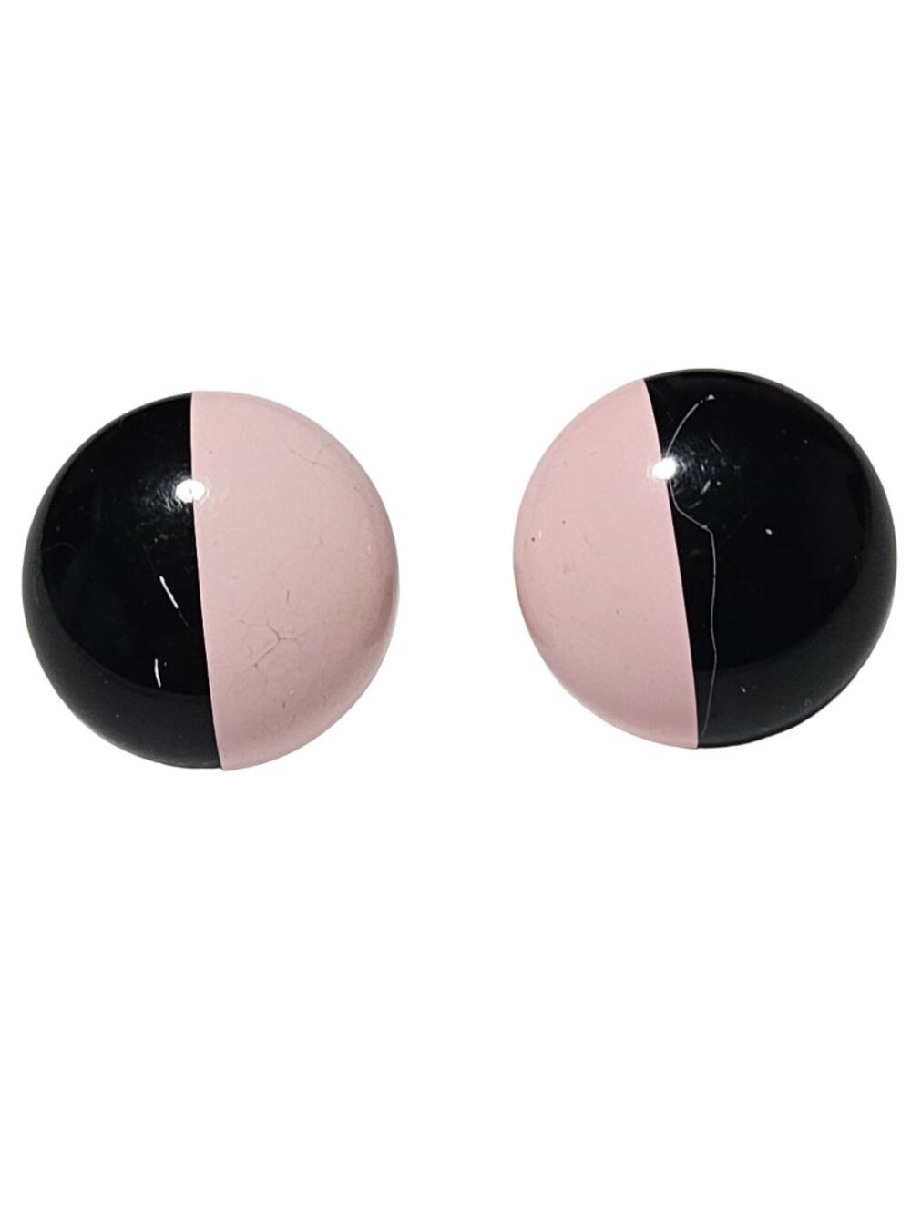 Vintage Half Moon Stud Earrings Pink Black Retro 50s 60s Fashion Jewelry Women